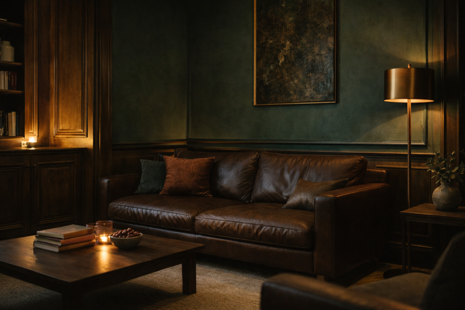 Sophisticated green interior atmosphere